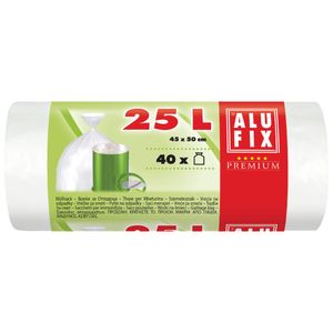 Saci menaj 25l, HDPE 45x50cm, albi, 40 saci/rola, bax*30 role