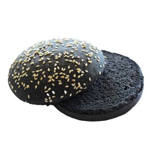 Chifla brioche pentru burger, feliata, neagra, cu susan, fully baked 70g