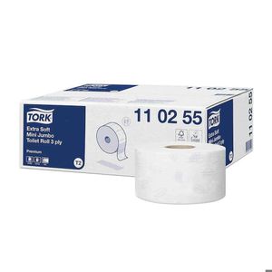 Hartie igienica Soft Mini Jumbo Premium alba, 3 straturi, 120m, 12 role/bax