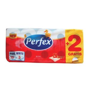 Hartie igienica alba, 3 straturi, neparfumata, 14.04m, 10 role/pachet