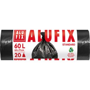 Saci menaj 60l, HDPE 64x71cm, negri, 20 saci/rola, bax*36 role