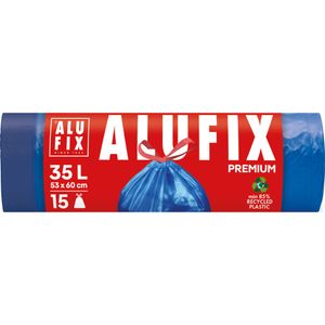 Saci menaj cu banda 35l, LDPE 53x60cm, albastri, 15 saci/rola, bax*30 role