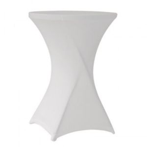 Husa stretch alba pentru masa Cocktail Ø80