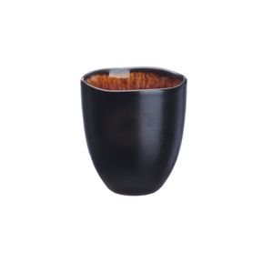 Ceasca de cafea din ceramica glazurata Iris, negru, interior maro, 150ml, set*6 buc