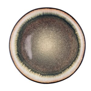 Farfurie intinsa ceramica glazurata Iris, maro, 26cm, set*6 buc