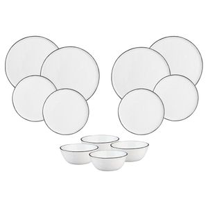 Set vesela gresie ceramica Pure, alb, 12 piese, 4 persoane