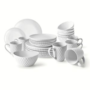 Set vesela ceramica Palmanova, alb, 24 piese, 6 persoane