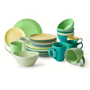 Set vesela ceramica Palmanova Jungle, multicolor, 24 piese, 6 persoane